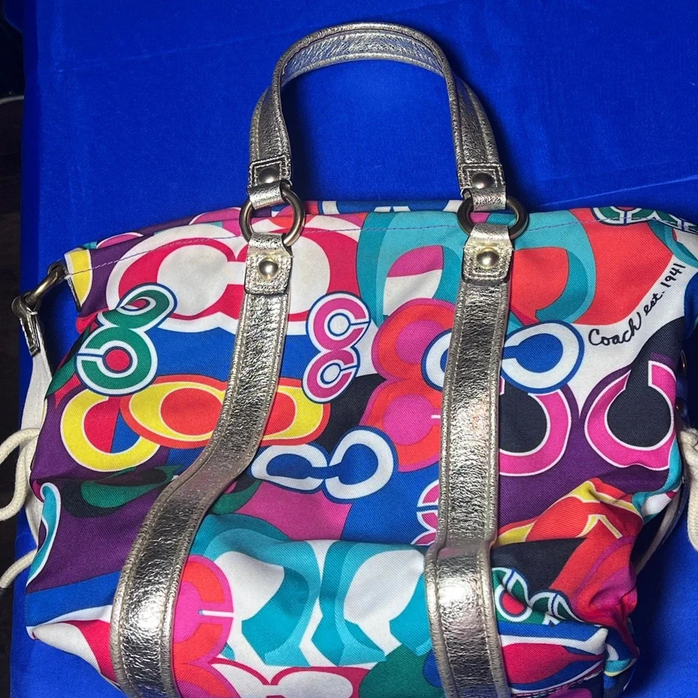 Coach Rare Poppy C Glam Signature Bag - Picture 1 of 10